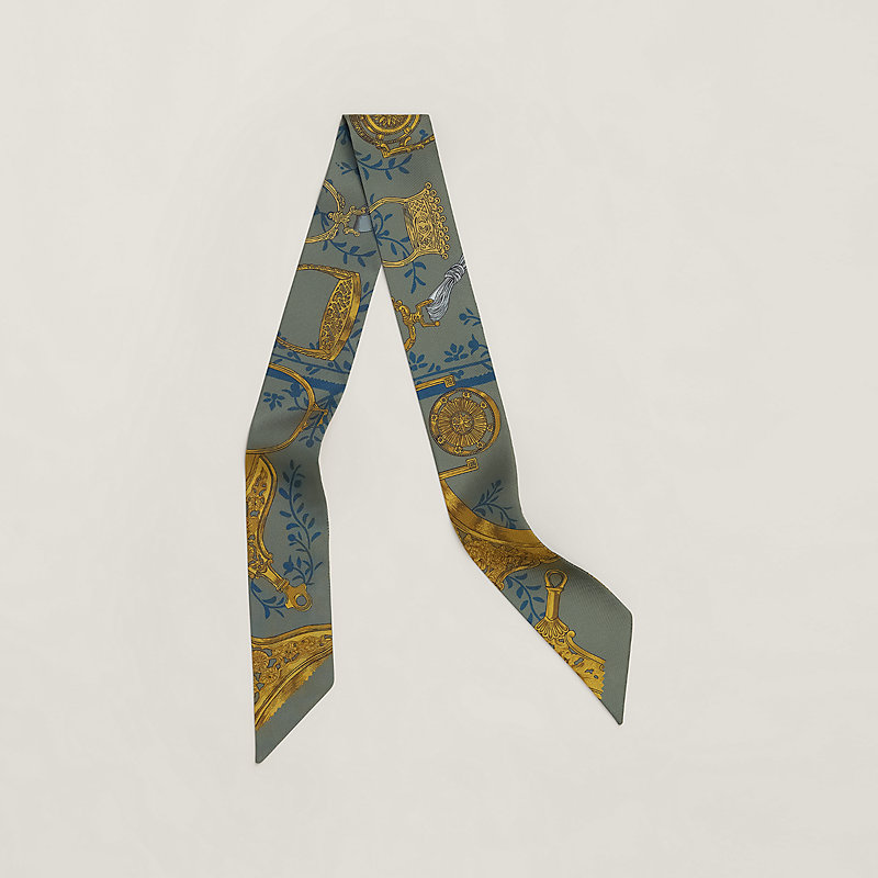 Etriers Remix Twilly絲巾- 綠色| Hermès 愛馬仕台灣地區官網